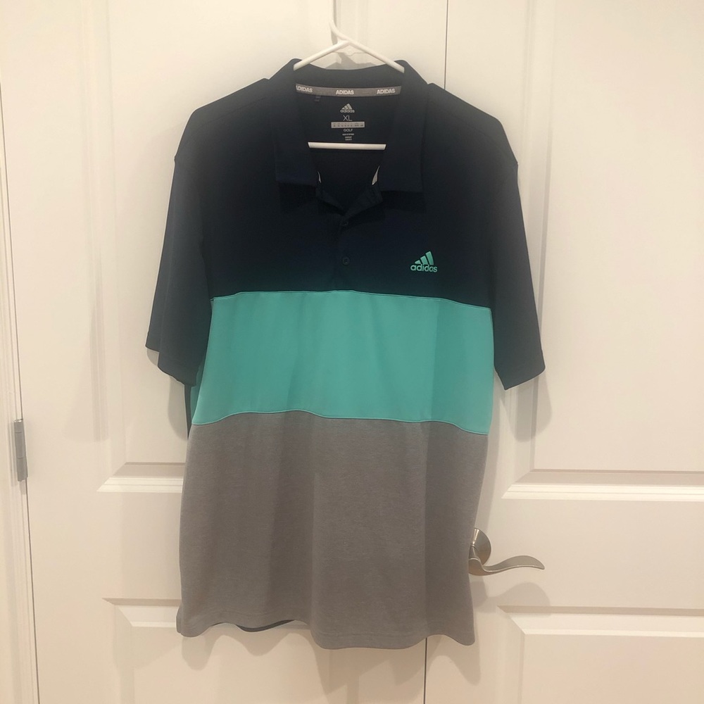 EUC Adidas Golf Shirt in Navy, Green, Gray - XL